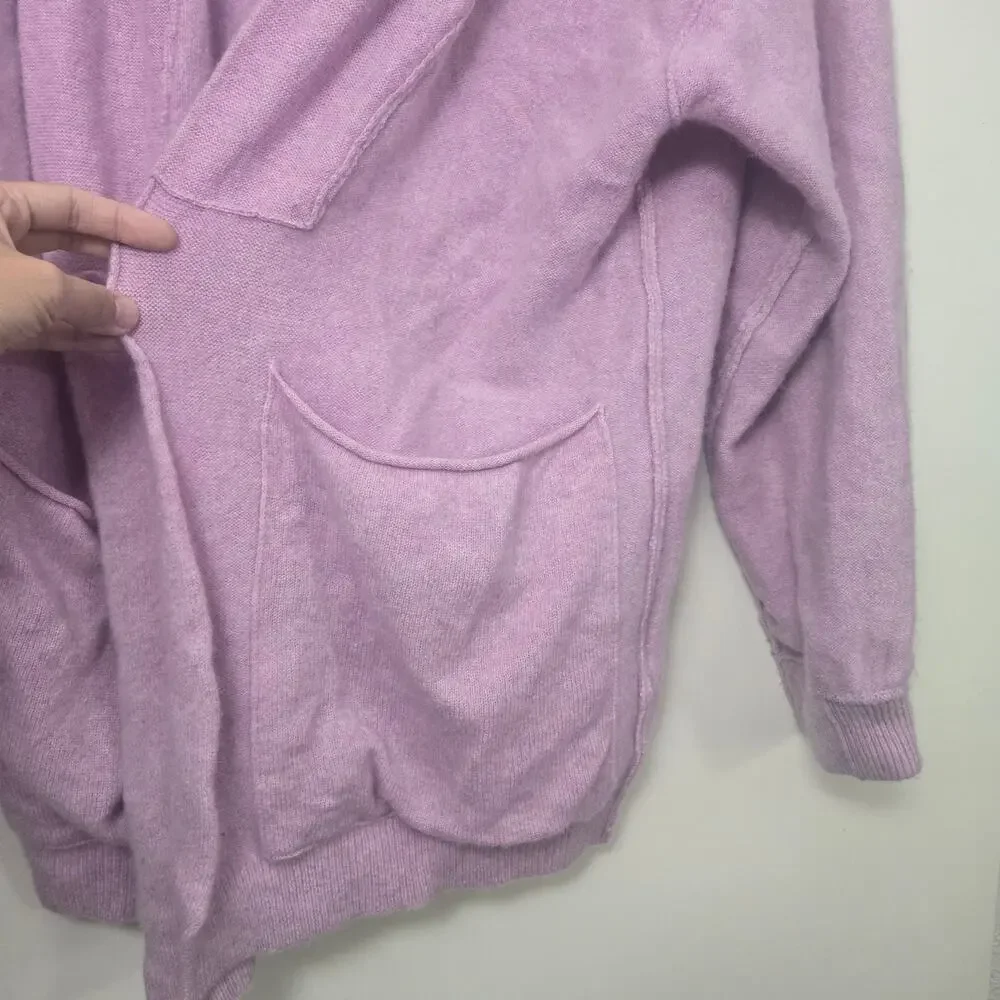Free People Cashmere Duster Cardigan Size S Park Ave Lilac Pink Pockets Longline - Picture 4 of 9